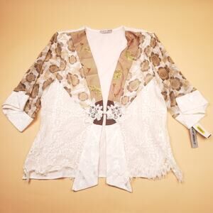 Spencer Alexis Kimono Jacket Silk NWT Womens Lace Fairy Cottagecore Vintage Boho